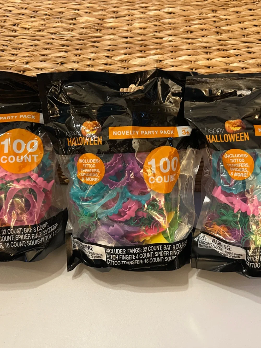 Halloween Novelty Party Pack - Pink, Teal, Yellow.  300 pieces in total!